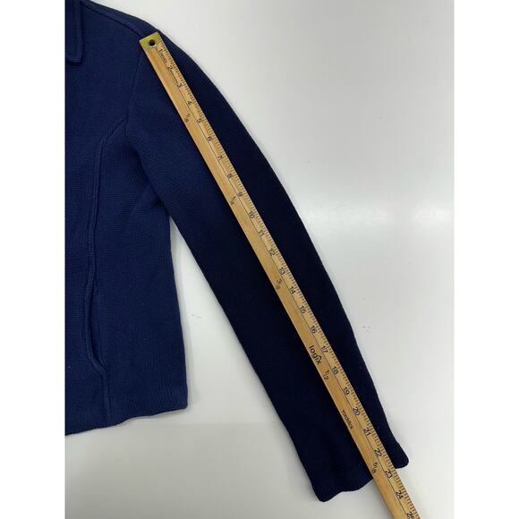 Lauren Ralph Lauren Womens Sweater Petite Medium Blue Double-Breasted Nautical - Picture 10 of 12